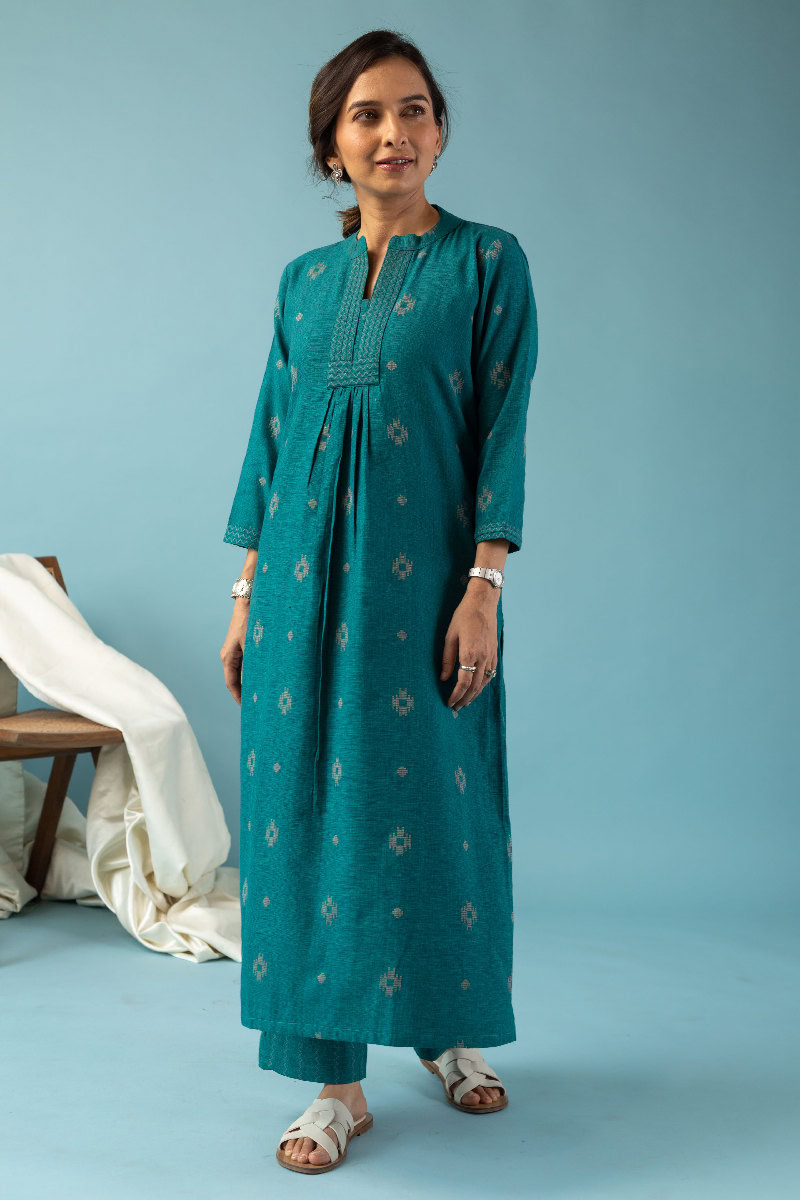Image for Kusvaa Cood094 Ramya Handloom Cotton Kurta Pant Set Front