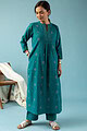 Image for Kusvaa Cood094 Ramya Handloom Cotton Kurta Pant Set Neck