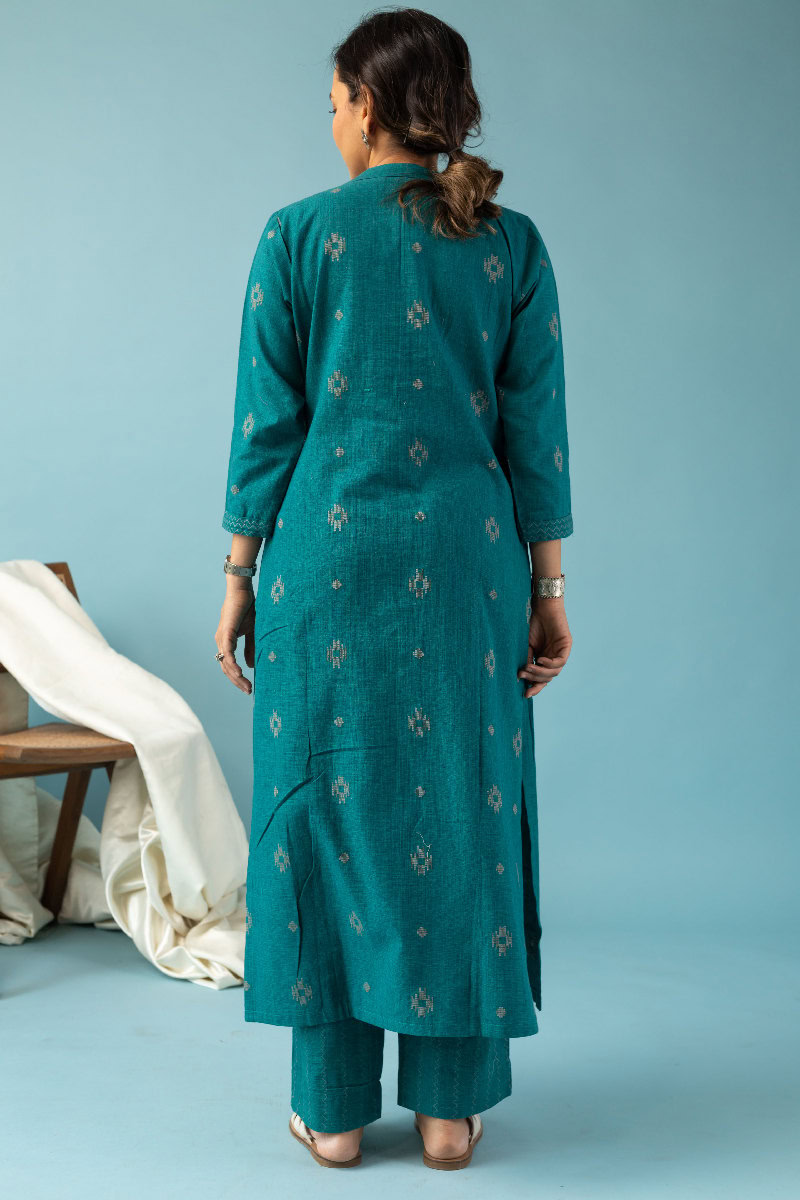 Image for Kusvaa Cood094 Ramya Handloom Cotton Kurta Pant Set Pocket