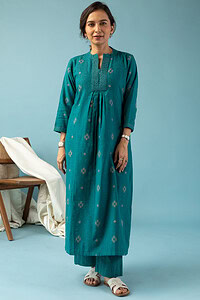 Image for Kusvaa Cood094 Ramya Handloom Cotton Kurta Pant Set Sleeves