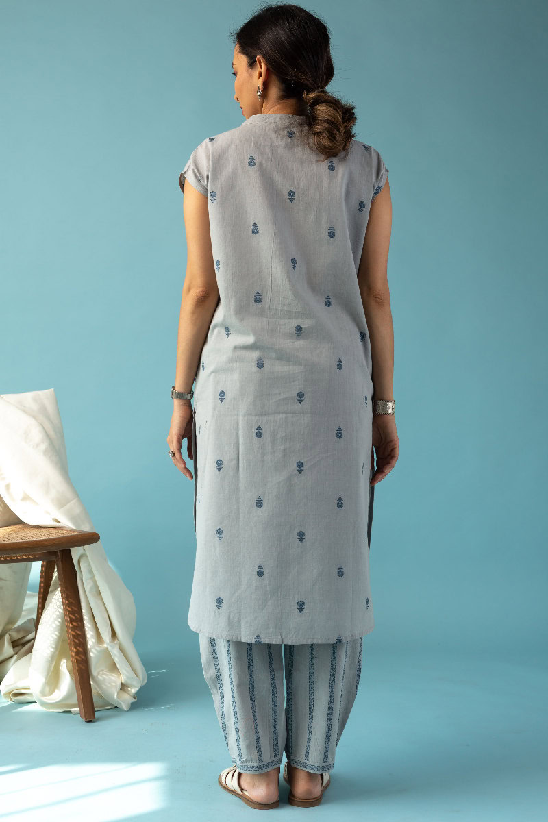 Image for Kusvaa Cood095 Richal Handloom Cotton Kurta Pant Set Neck