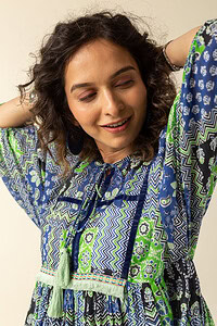 Image for Kusvaa Dr035 Vidya Cotton A Line Dress Sitting