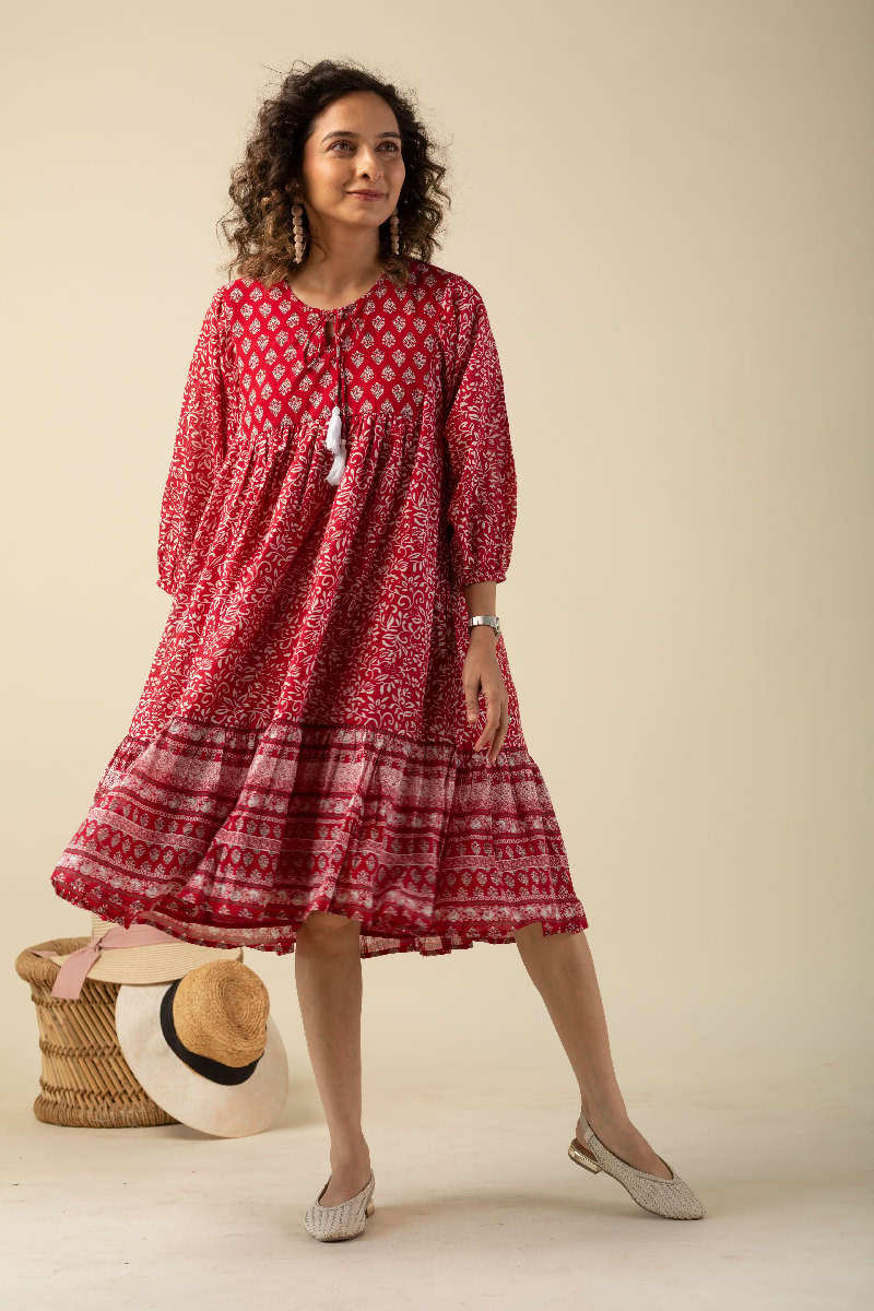 Image for Kusvaa Dr036 Nabya Cotton A Line Dress Neck
