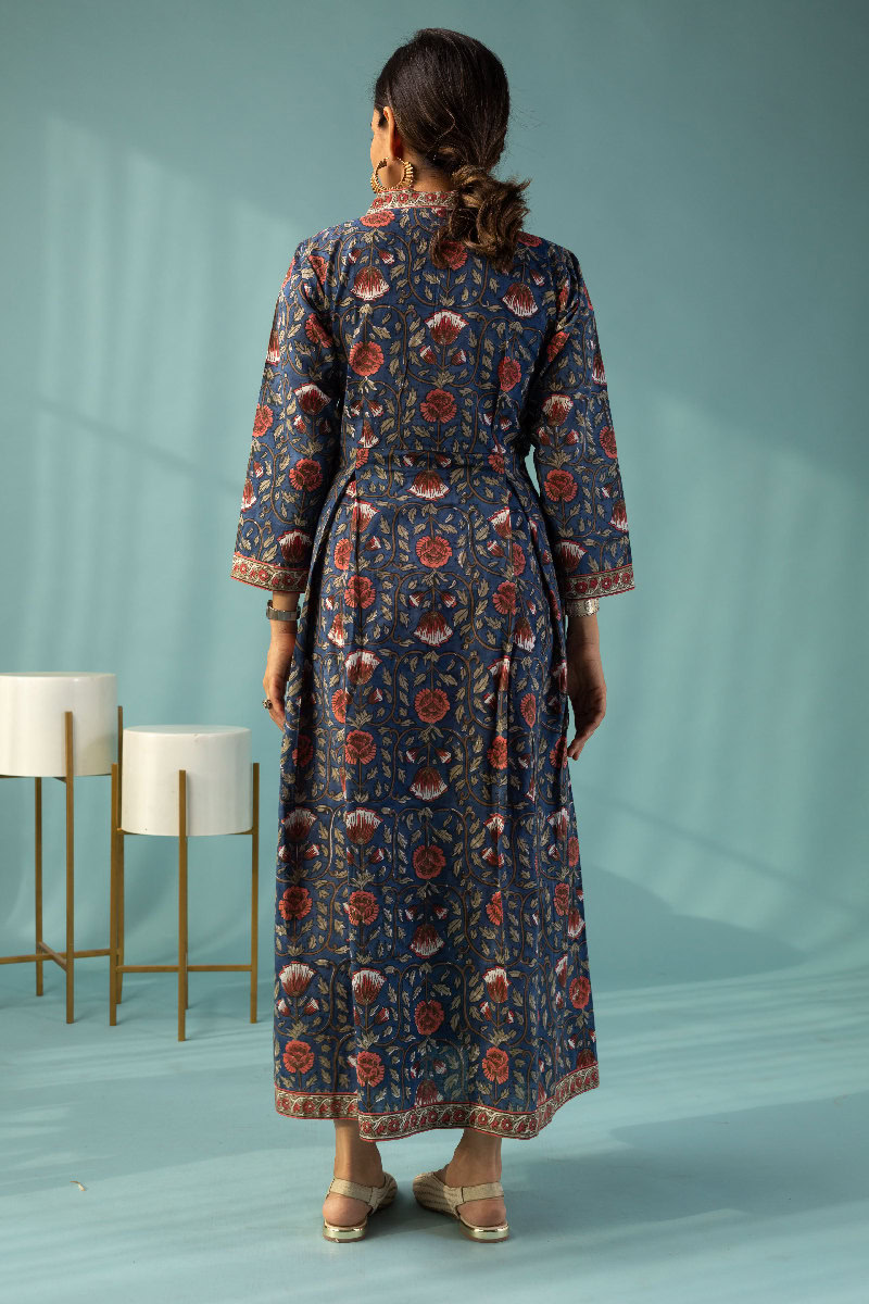 Image for Kusvaa Dr039 Prajkta Handblock Cotton A Line Dress Back