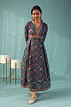 Image for Kusvaa Dr039 Prajkta Handblock Cotton A Line Dress Front