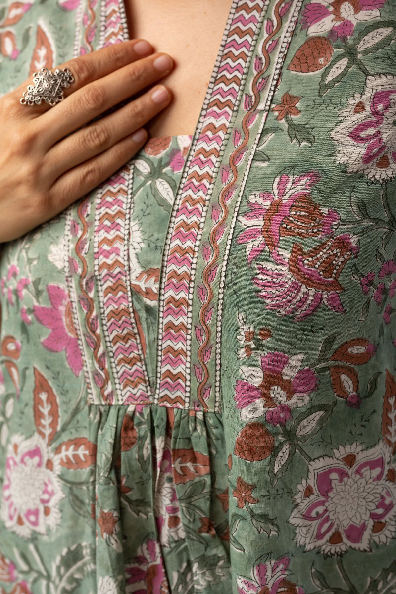 Image for Kusvaa Dr041 Jesika Handblock Cotton Tunic Pocket