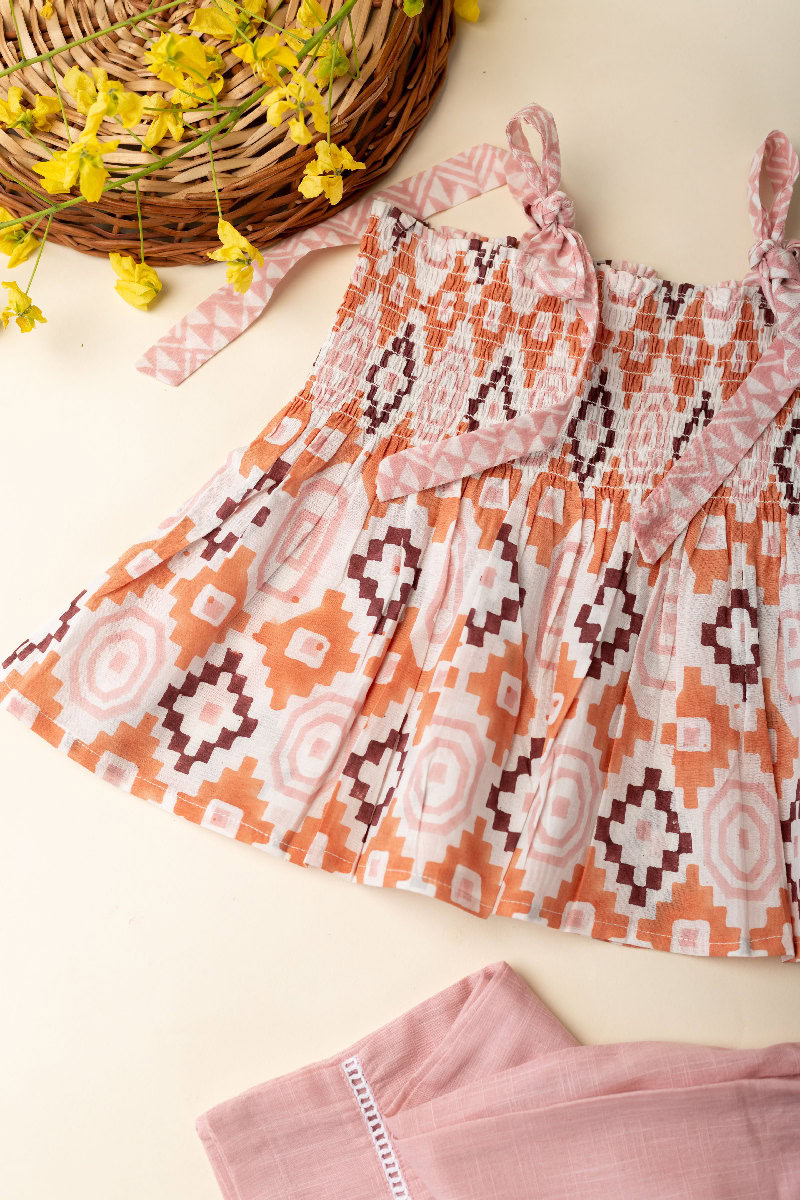 Image for Kusvaa Grw067 Naysha Cotton Girls Top Pant Set Sitting