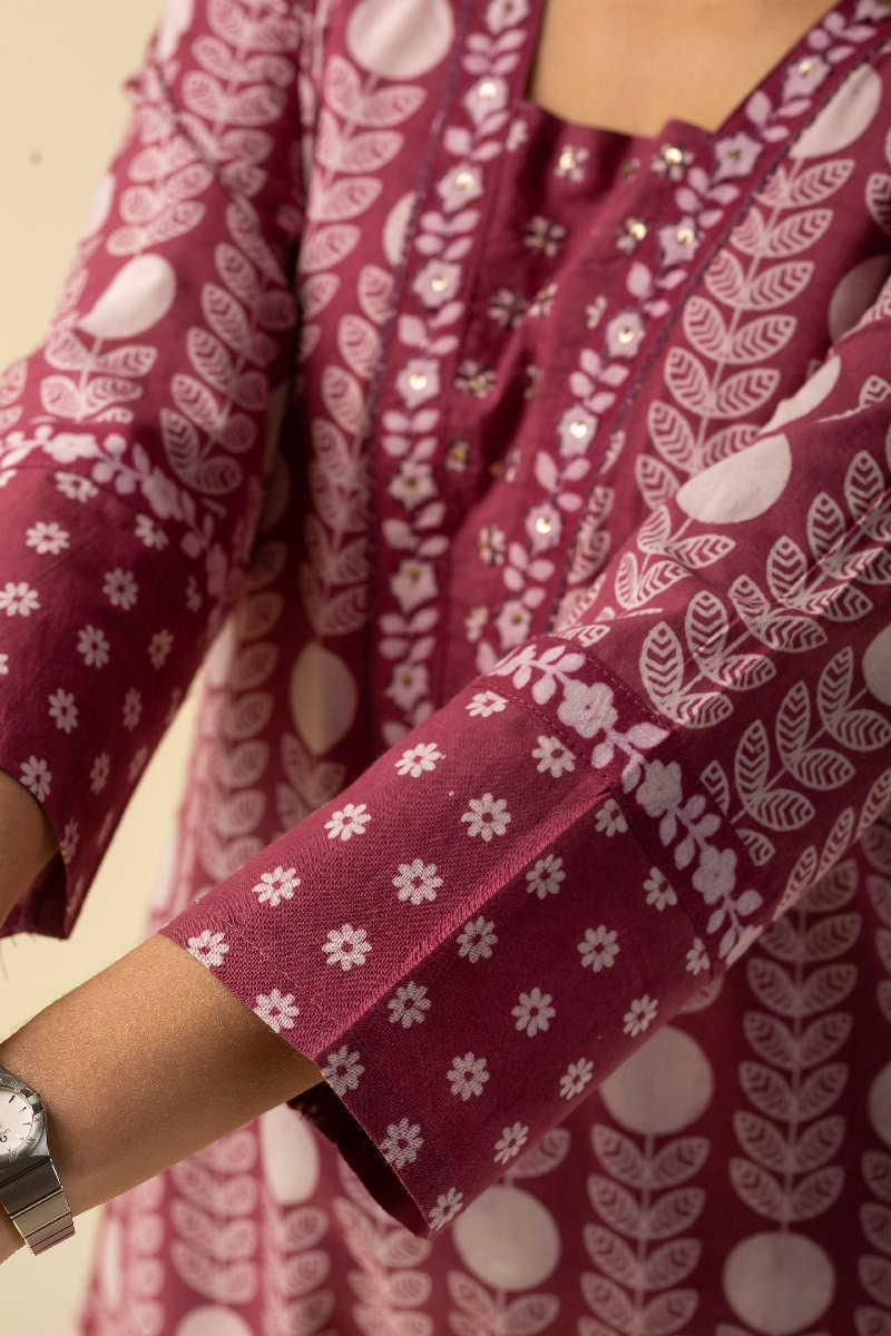 Image for Kusvaa Wkr149 Iti Cotton Blockprint Kurta Closeup 2