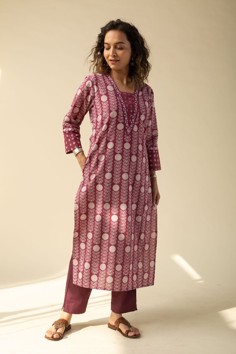 Image for Kusvaa Wkr149 Iti Cotton Blockprint Kurta Front