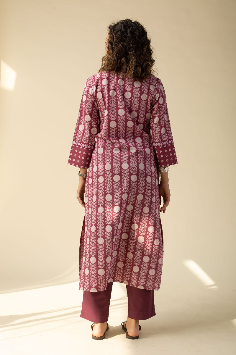 Image for Kusvaa Wkr149 Iti Cotton Blockprint Kurta Neck