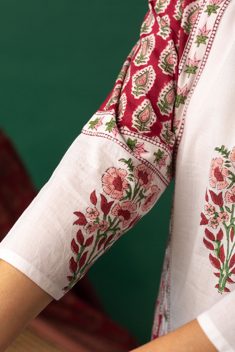 Image for Kusvaa Wkr152 Bhagya Handblock Cotton Kurta Back