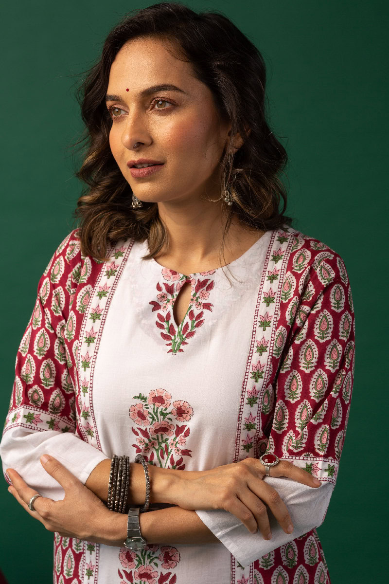 Image for Kusvaa Wkr152 Bhagya Handblock Cotton Kurta Featured