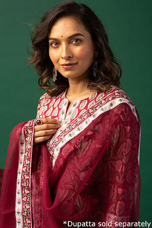 Image for Kusvaa Wkr153 Baishali Handblock Cotton Kurta Featured