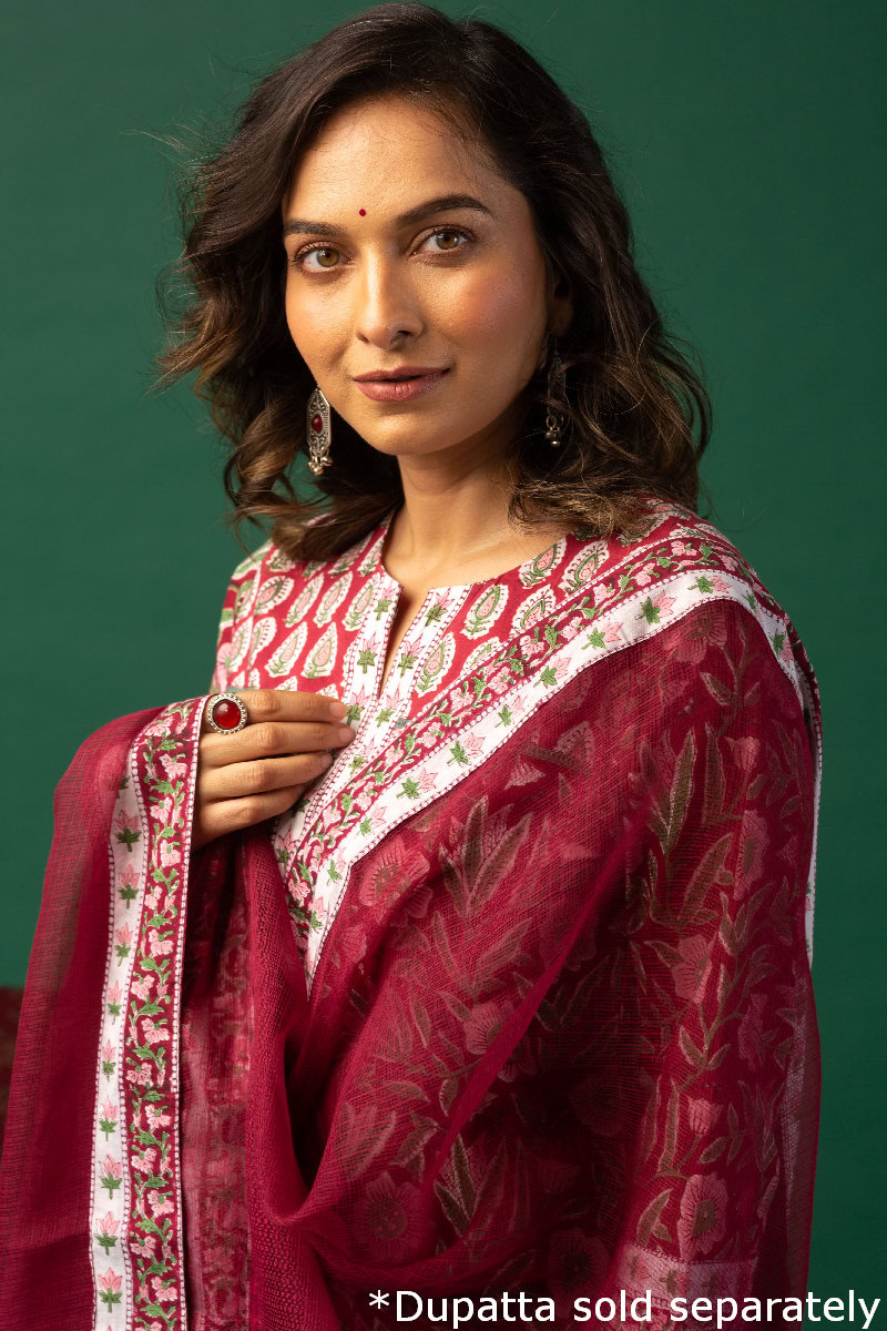 Image for Kusvaa Wkr153 Baishali Handblock Cotton Kurta Featured