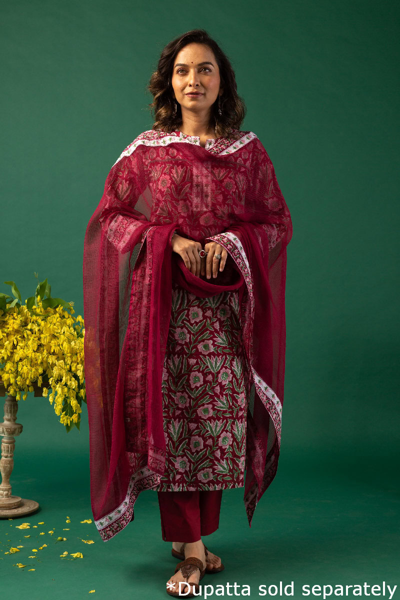 Image for Kusvaa Wkr153 Baishali Handblock Cotton Kurta Front