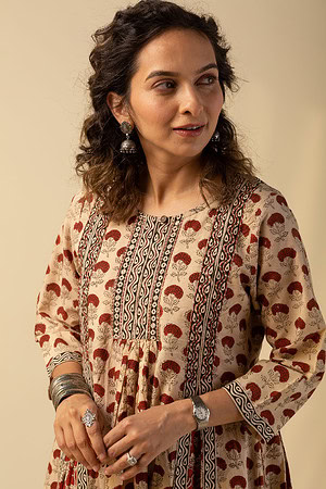 Image for Kusvaa Wkr154 Bina Handblock Cotton Kurta Featured