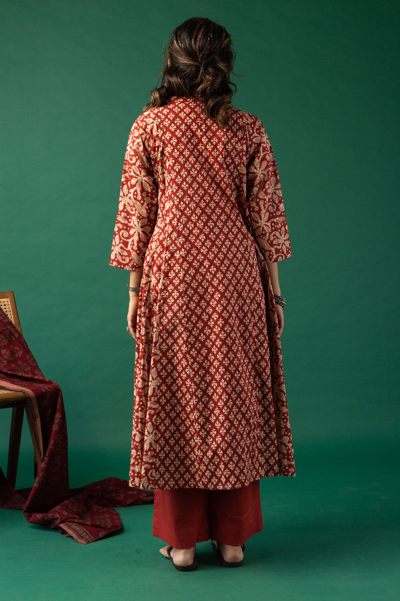 Image for Kusvaa Wkr155 Deeksha Handblock Cotton Kurta Sleeves