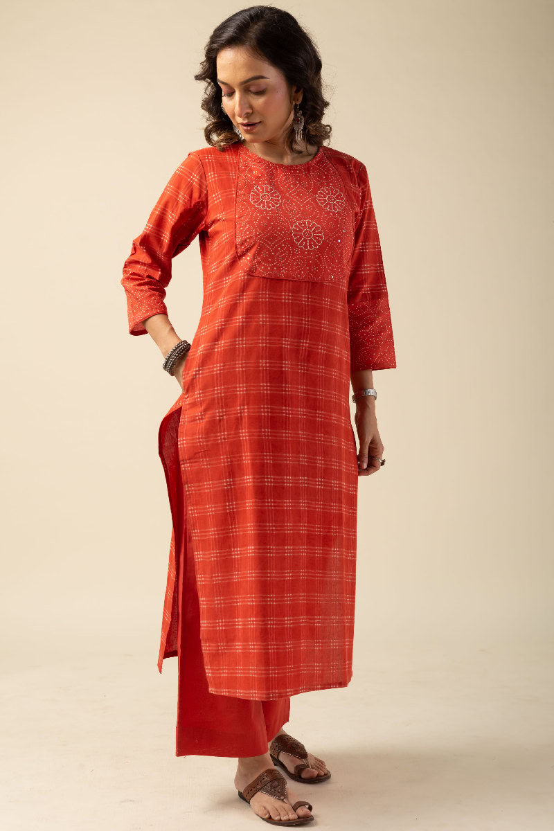 Image for Kusvaa Wkr156 Beera Cotton Straight Fit Kurta Side