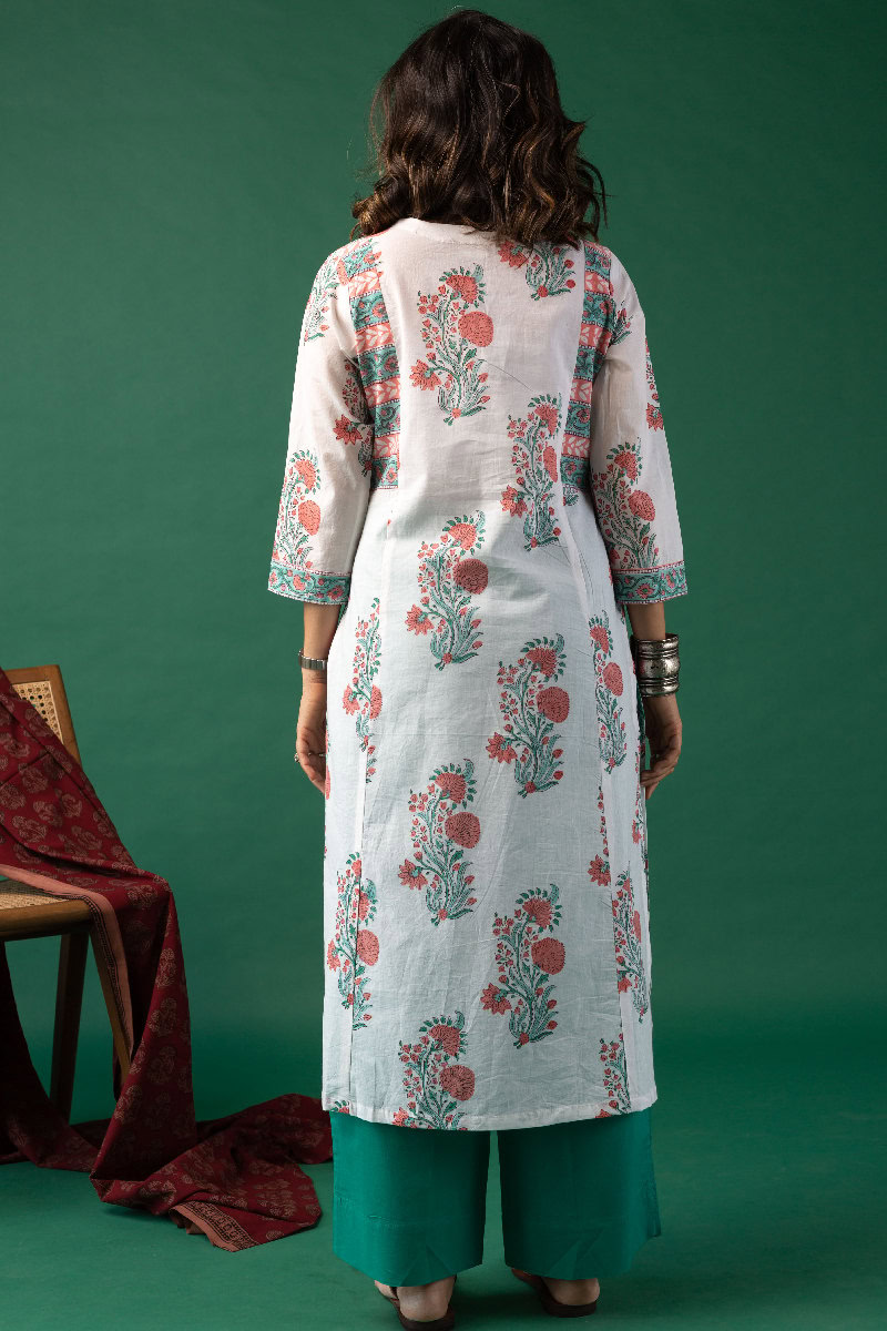 Image for Kusvaa Wkr158 Darshana Handblock Cotton Kurta Back