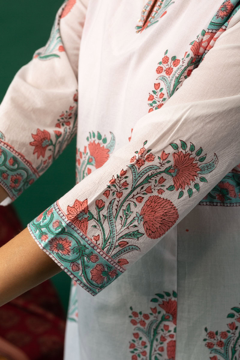 Image for Kusvaa Wkr158 Darshana Handblock Cotton Kurta Pocket