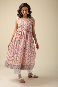 Image for Kusvaa Wkr159 Upadhriti Handblock Cotton Kurta Side