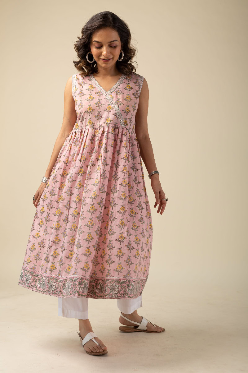 Image for Kusvaa Wkr159 Upadhriti Handblock Cotton Kurta Side