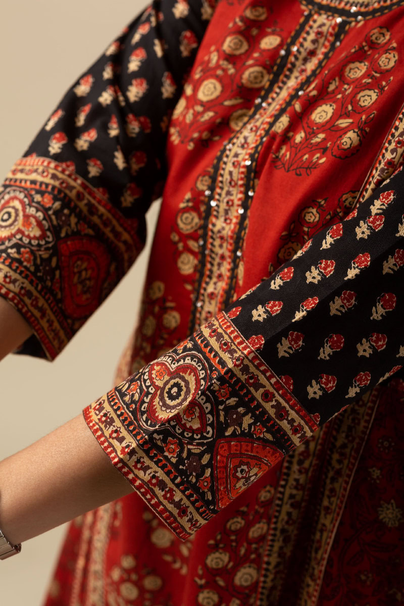 Image for Kusvaa Wkr161 Yuvika Cotton A Line Kurta Closeup 2