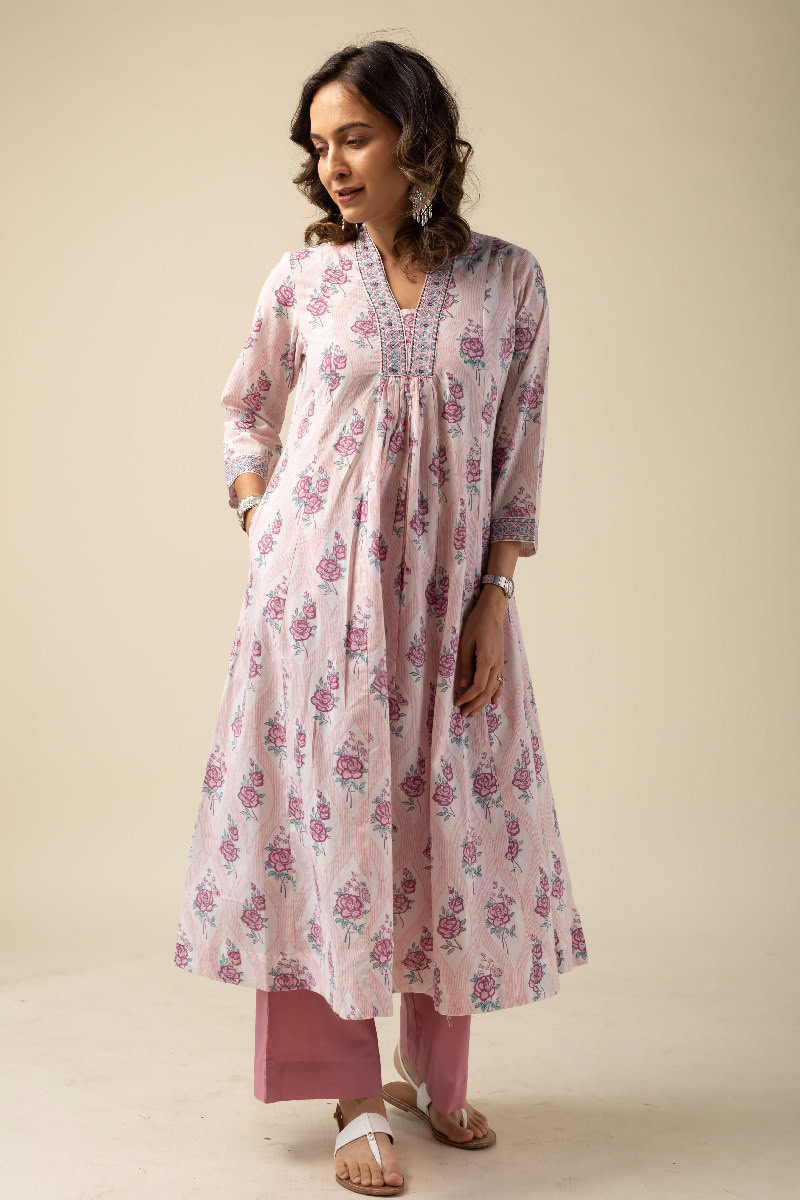 Image for Kusvaa Wkr164 Jishu Cotton A Line Kurta Neck