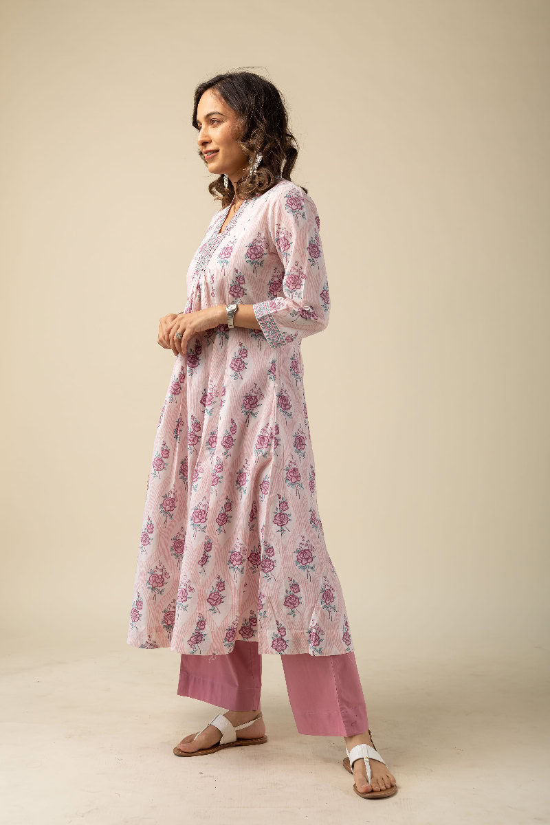 Image for Kusvaa Wkr164 Jishu Cotton A Line Kurta Sitting