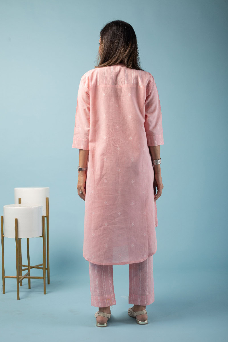 Image for Kusvaa Cood090 Samskurti Handloom Cotton Kurta Pant Set Sleeves
