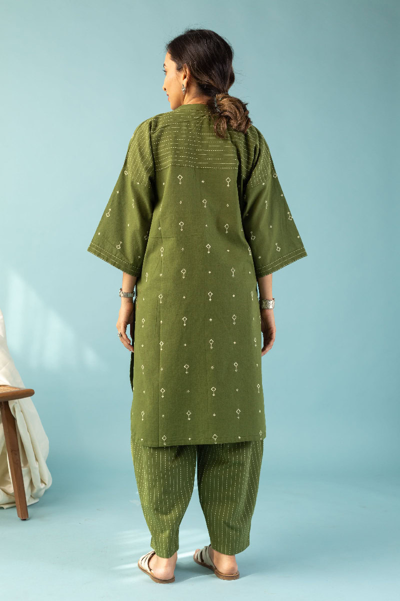 Image for Kusvaa Cood097 Sriyasri Handloom Cotton Kurta Pant Set Side