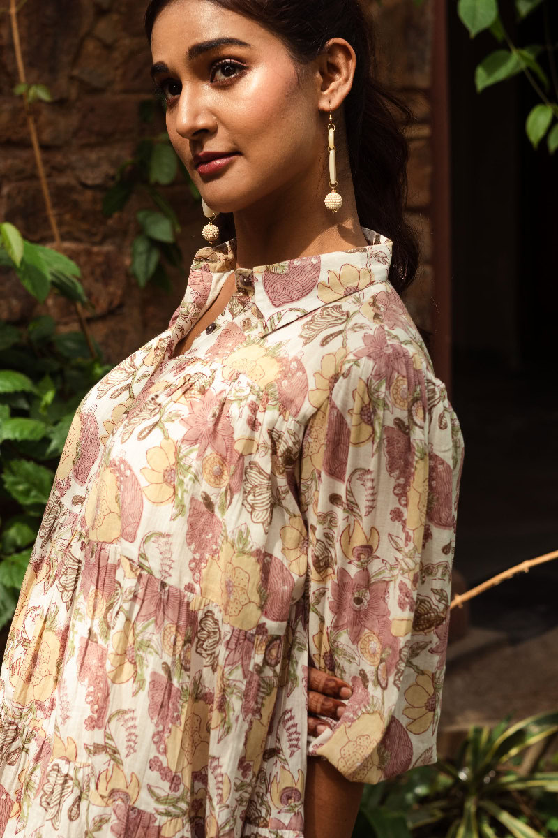 Image for Kusvaa Dr045 Gargi Cotton A Line Dress Closeup 2
