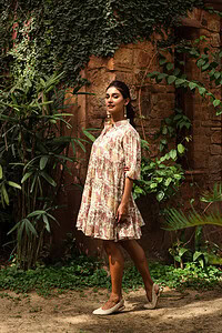 Image for Kusvaa Dr045 Gargi Cotton A Line Dress Sleeves