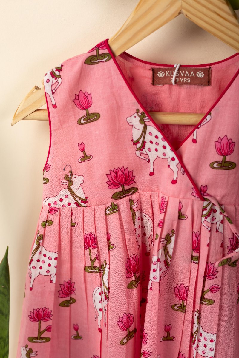 Image for Kusvaa Grw079 Riba Cotton Girls Frock Closeup 2