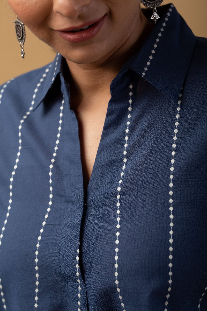 Image for Kusvaa Shk028 Deepanshi Handloom Cotton Short Kurti Closeup