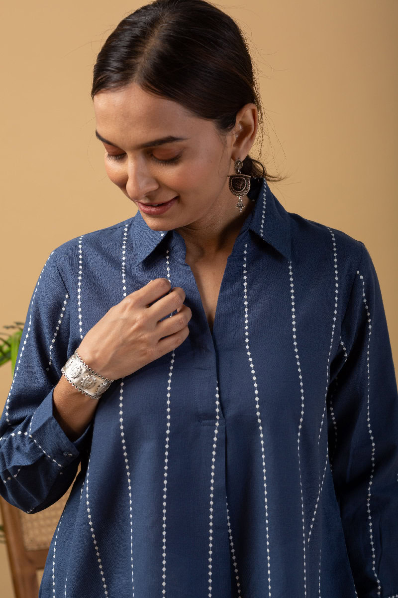 Image for Kusvaa Shk028 Deepanshi Handloom Cotton Short Kurti Front