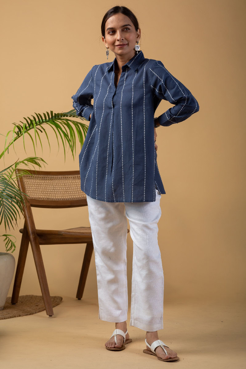 Image for Kusvaa Shk028 Deepanshi Handloom Cotton Short Kurti Pocket