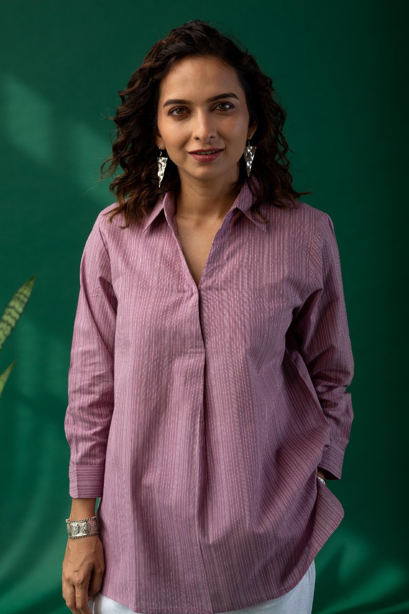 Image for Kusvaa Shk029 Brinda Handloom Cotton Short Kurti Pocket