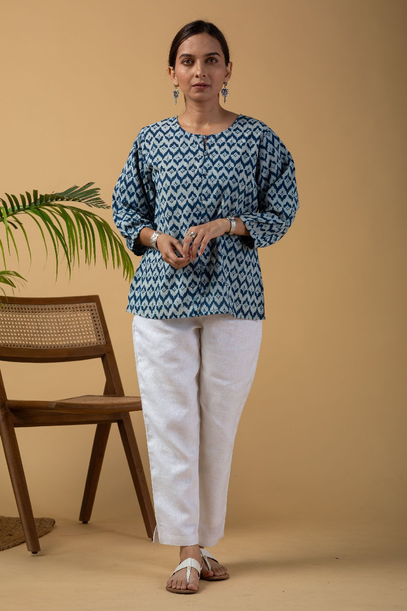 Image for Kusvaa Shk038 Darshana Cotton Short Kurti Closeup