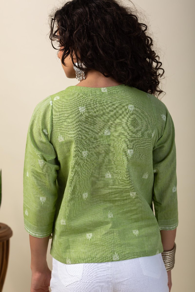 Image for Kusvaa Shk039 Neelakshi Handloom Cotton Short Kurti Closeup