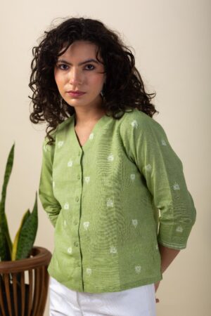 Image for Kusvaa Shk039 Neelakshi Handloom Cotton Short Kurti Featured