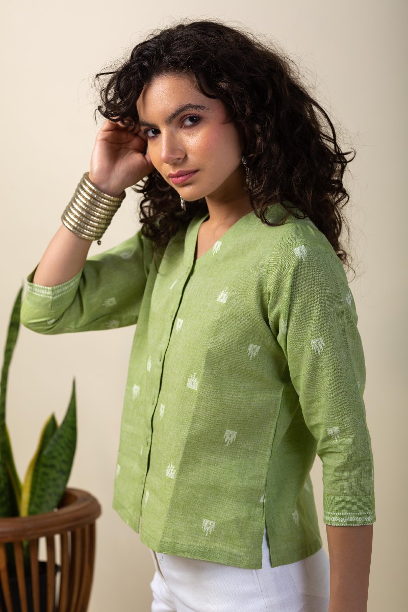 Image for Kusvaa Shk039 Neelakshi Handloom Cotton Short Kurti Front