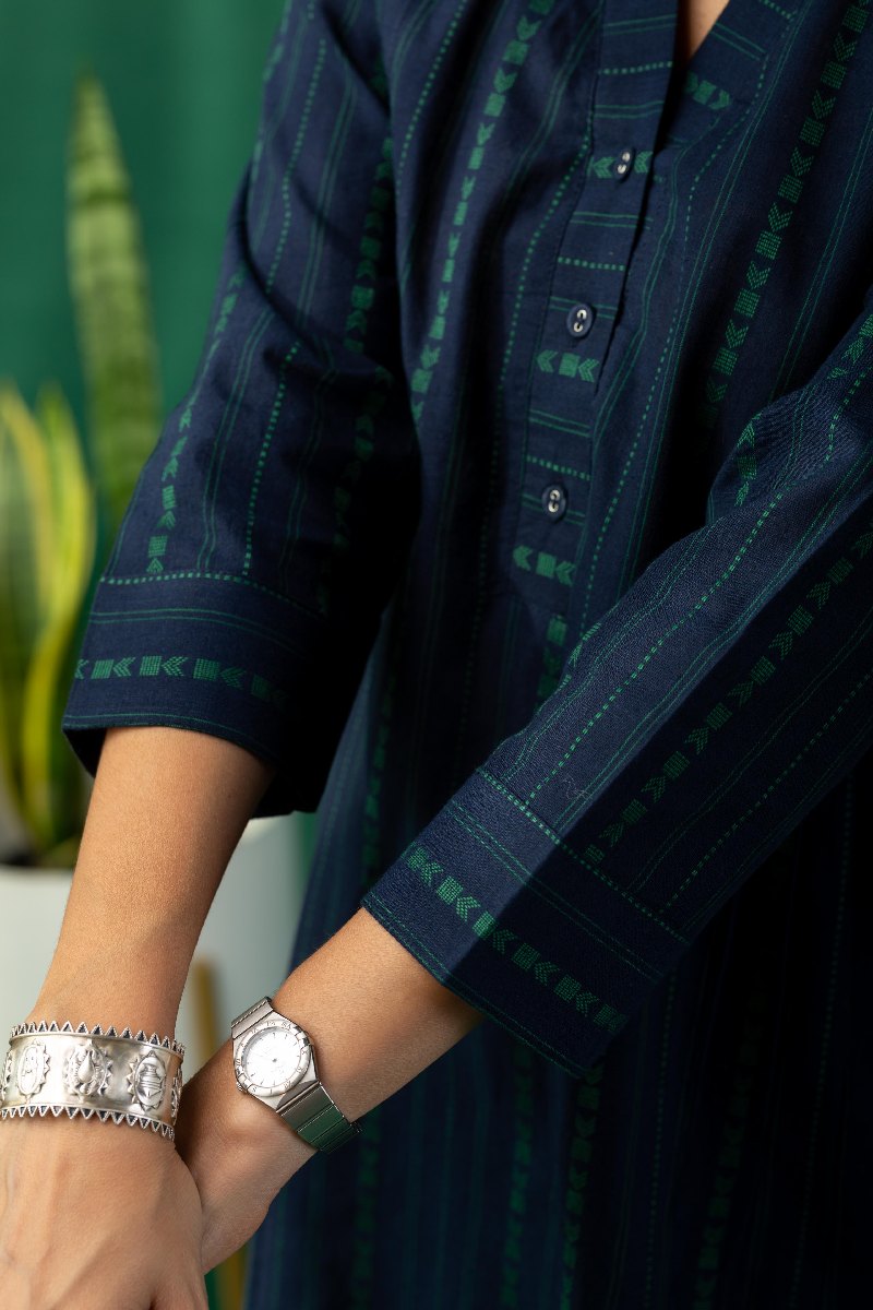 Image for Kusvaa Shk042 Hamsika Handloom Cotton Short Kurti Closeup