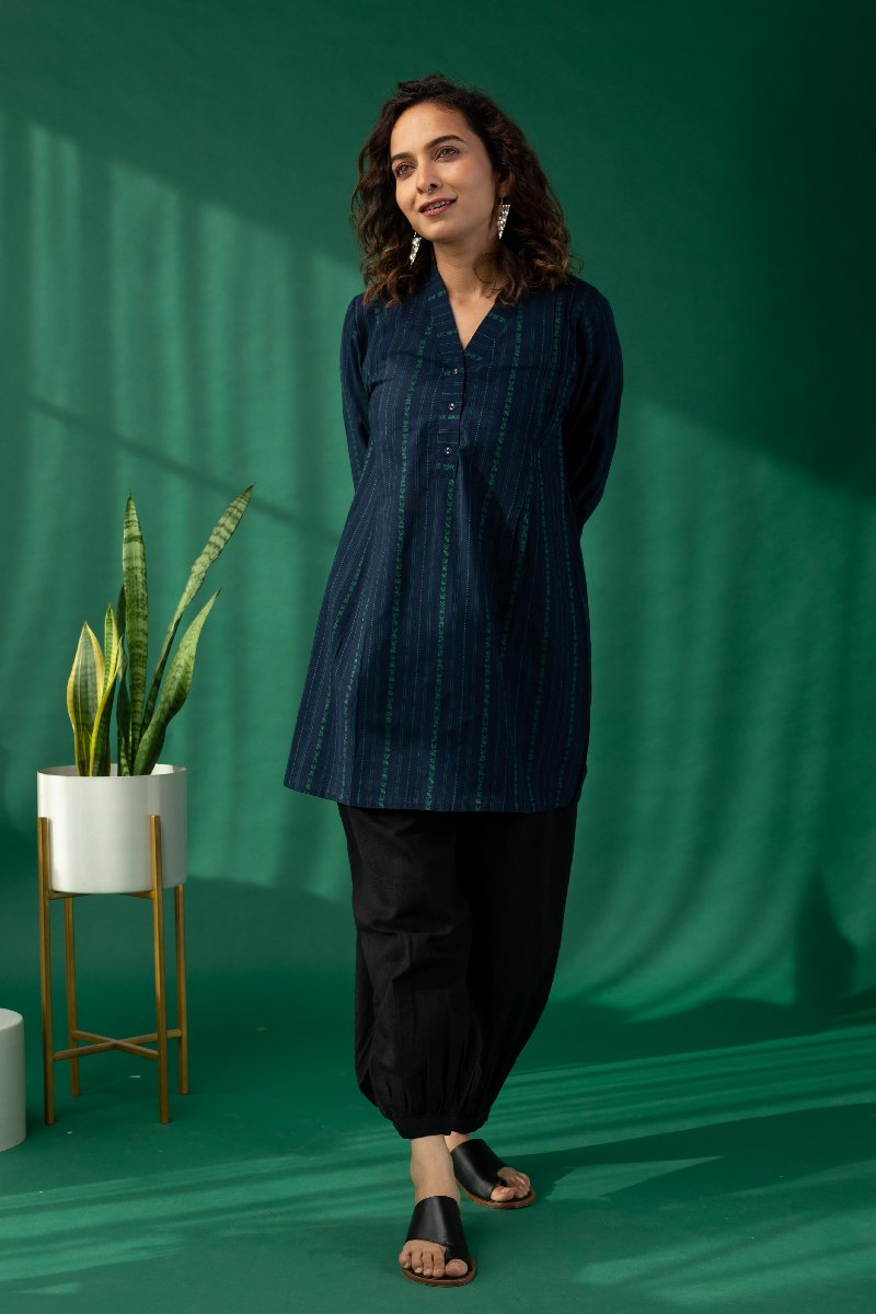 Image for Kusvaa Shk042 Hamsika Handloom Cotton Short Kurti Sleeves