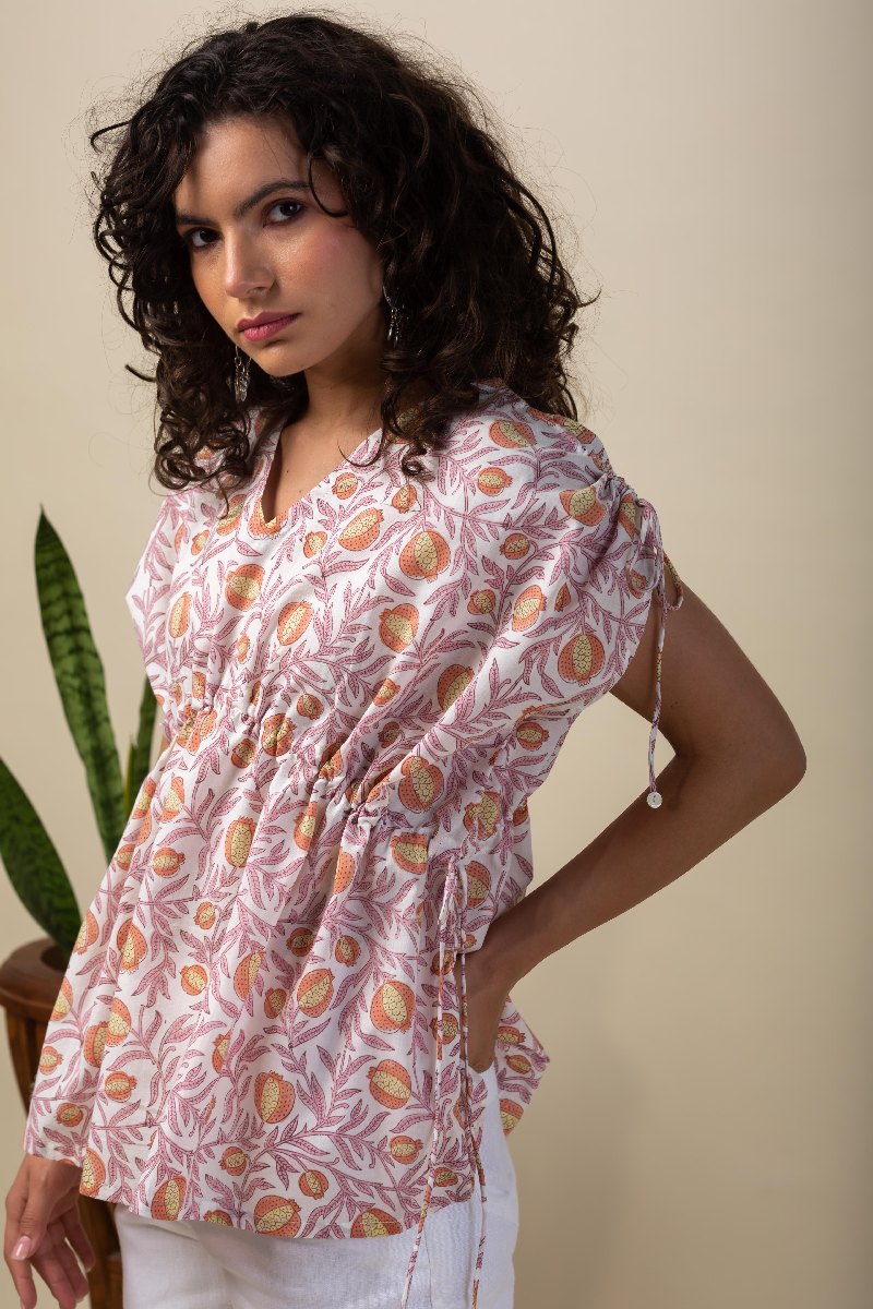 Image for Kusvaa Shkaf002 Anvika Handblock Cotton Kaftan Front