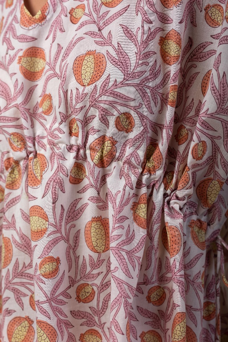 Image for Kusvaa Shkaf002 Anvika Handblock Cotton Kaftan Pocket