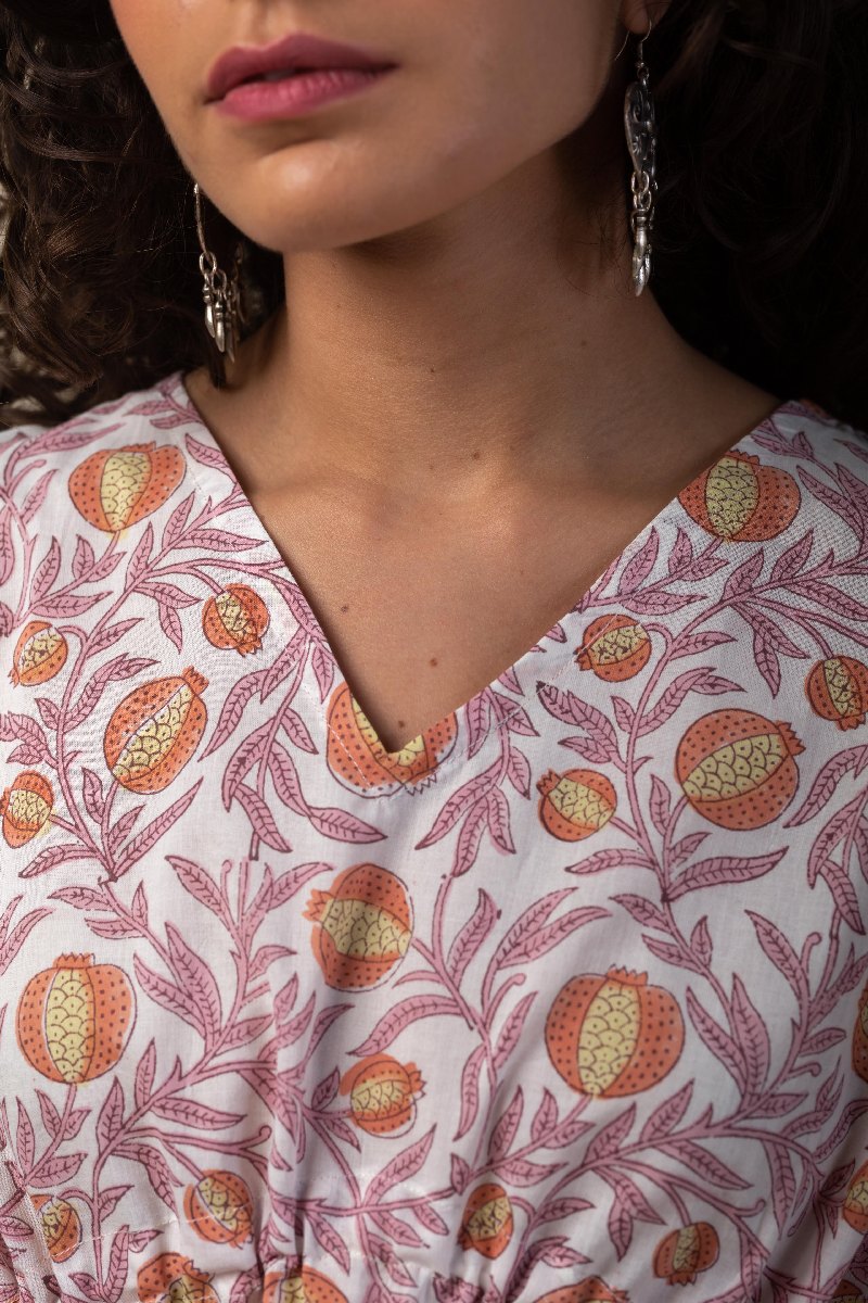 Image for Kusvaa Shkaf002 Anvika Handblock Cotton Kaftan Sitting