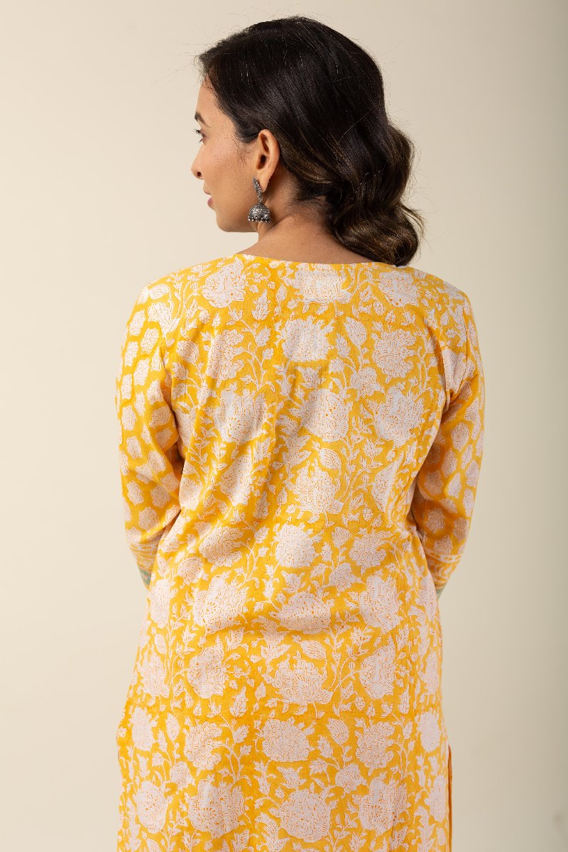Image for Kusvaa Wkr165 Nadia Cotton Handblock Kurta Back