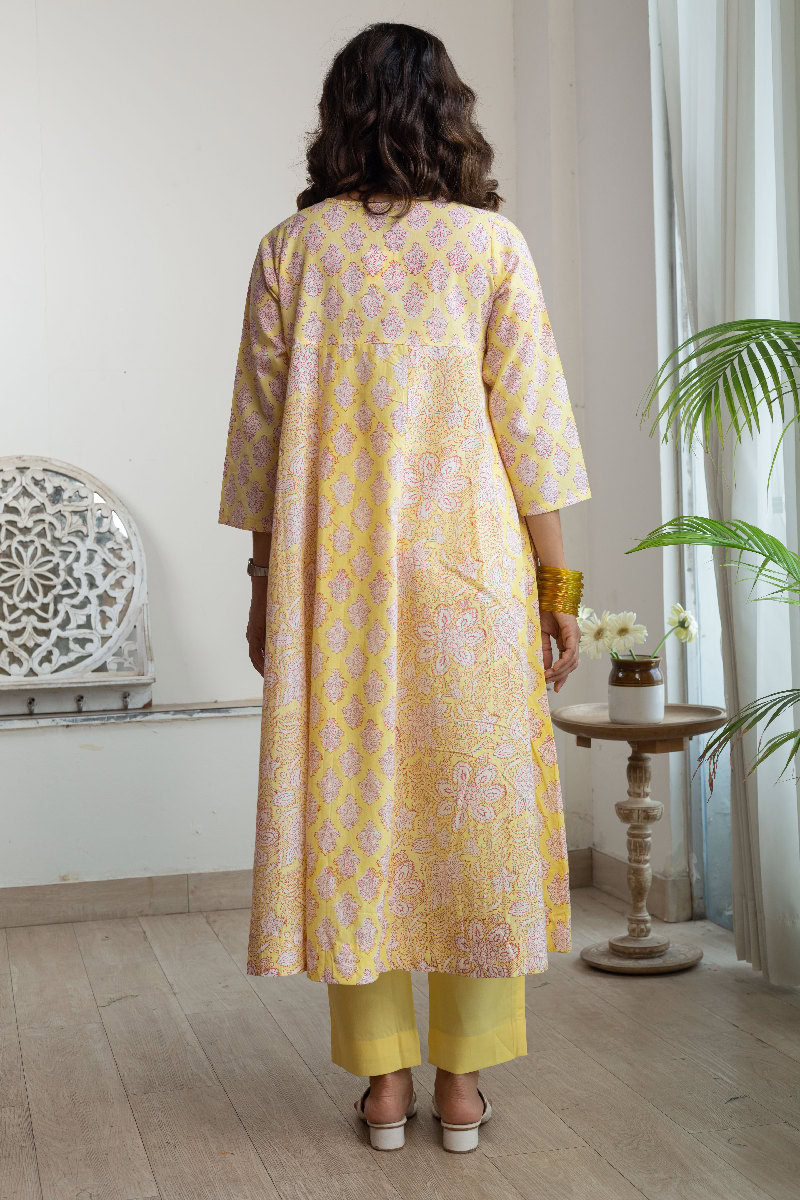 Image for Kusvaa Wkr167 Vibhavari Handblock Cotton Kurta Back