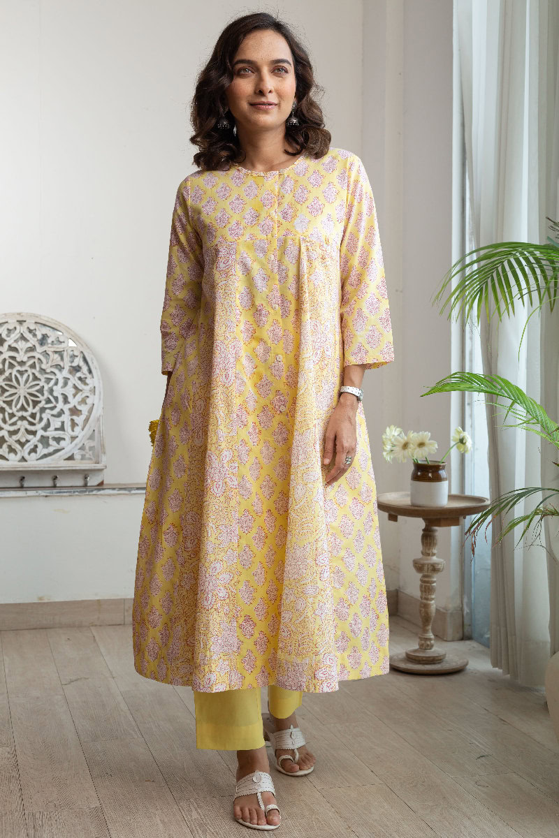 Image for Kusvaa Wkr167 Vibhavari Handblock Cotton Kurta Front